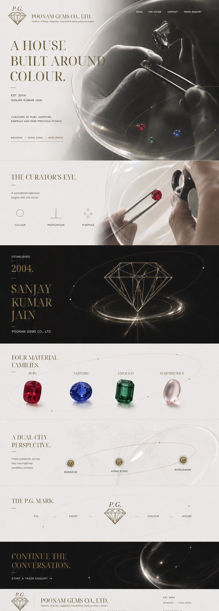 Full Poonam Gems company story page design